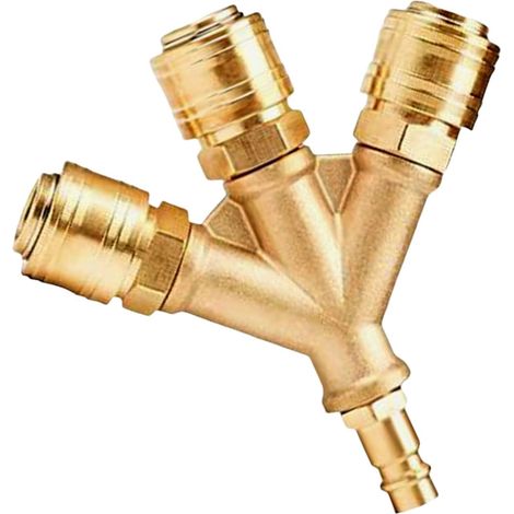 Distributeur d'Air Comprimé Triple - Bloc de Distribution Robuste Accessoires Compacts et Étanches pour Tuyau Compresseur la Fabrication (1/5)
