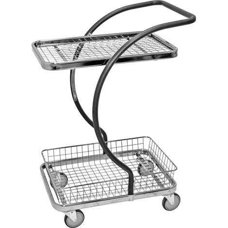 Kongamek C-Line Tischwagen in grau 2 Etagen mit Korb unten, Stahlgitter oben 595x360mm Ladefläche (1/3)