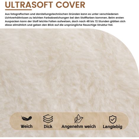 Sitzsack en fausse fourrure crème pour adultes, sans montage, idéal salon ou chambre (1/5)