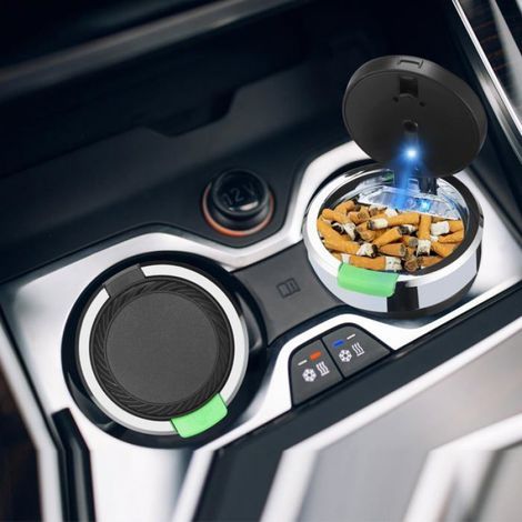 LED-Auto-Aschenbecher – 2 Stück, großes Fassungsvermögen, geruchsdicht – hitzebeständiger Federdeckel (1/5)