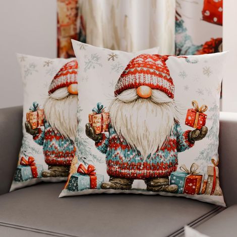 Paire de Housses de Coussin en Microfibre 80x80 cm, Coussins Décoratifs de Noël pour Chambre, Canapé, Salon, Lot de 2 Housses de Coussin, Taie d'oreiller de Noël 19 (1/3)
