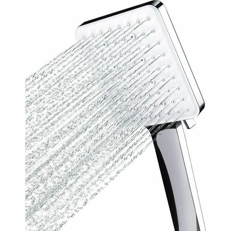 Pr Shower Head, Large Square Shower Head with One Hand Control, High Pressure Shower Head with 6 Shower Modes, Chrome (1/5)