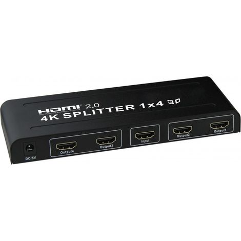 Splitter 1x4 con soporte a 4k, 3D y HDMI 2.0 Yatek YK-0104-2.0