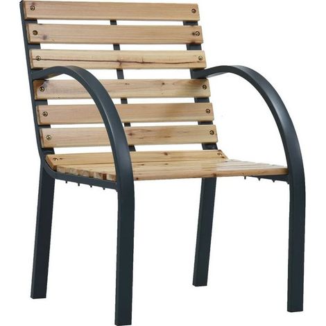 Chaise de jardin bois massif clair et métal Dinma - Lot de 2 (1/4)