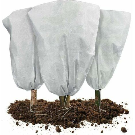 Set di 3 coperture protettive invernali con coulisse, realizzate in polipropilene da 60 g/m², riutilizzabili e resistenti, 80 x 100 cm. (1/4)