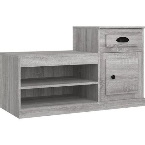 Meuble à chaussures gris Sonoma, dimensions 100x42x60 cm, en bois composite. (1/5)