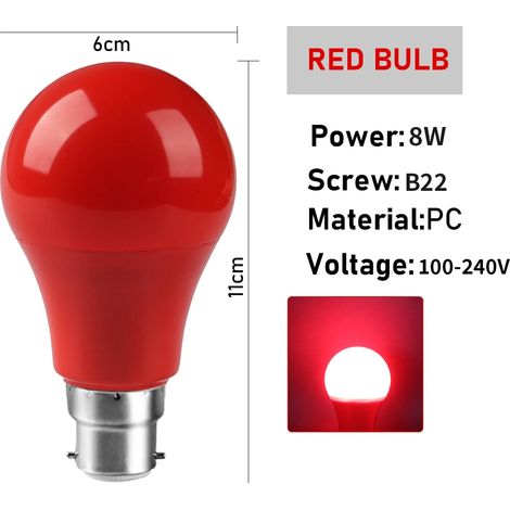 (B22 Rouge, lot de 15) Ampoules LED multicolores pour éclairage de scène, sans scintillement, avec fonction de changement de couleur. (1/2)