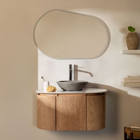 Conjunto de mueble de baño suspendido 90x50 cm en madera Carsone SKLUM