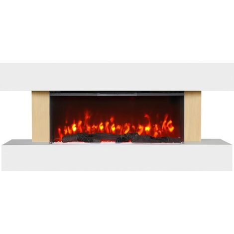 Chimenea Eléctrica Nero Pro SENZIA  Blanco/Haya  134x58x21cm (1/5)
