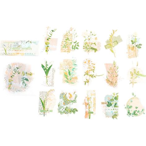 30 autocollants fleurs vintage, papier PET, motifs floraux naturels, pour scrapbooking, journaling, planner et DIY (1/5)