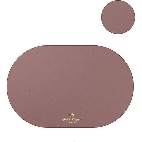 Lot de 4 sets de table ovales en similicuir, isolants thermiques, couleur taupe, pour la cuisine (1/4 de table).-4 sets (1/5)