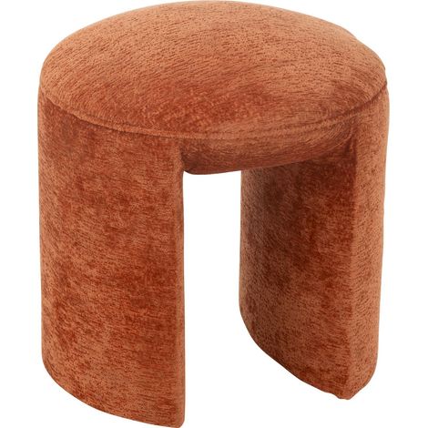 Tabouret rond textile orange rouille design siège élégant salon - Orange rouille chaleureux (1/5)