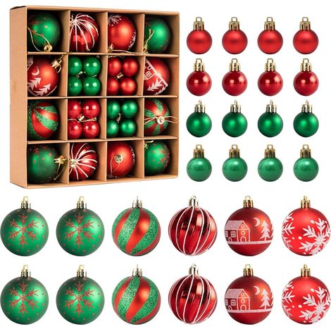 44 Pièce Boules de Noël, 9 Sortes Boule de Noël Vert, pour Arbre de Noël Fête de Mariage Décor, Personnalisé, Rouge (1/5)
