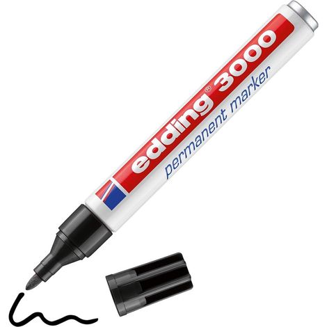 Marqueur permanent - noir - 1 stylo - pointe ronde 1,5-3 mm - sèche vite - résiste à l'eau et à l'essuyage - pour carton, plastique, bois, métal - marqueur universel (1/5)