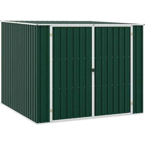 Chalet de jardin vert, 195x198x159 cm, métal galvanisé. (1/5)