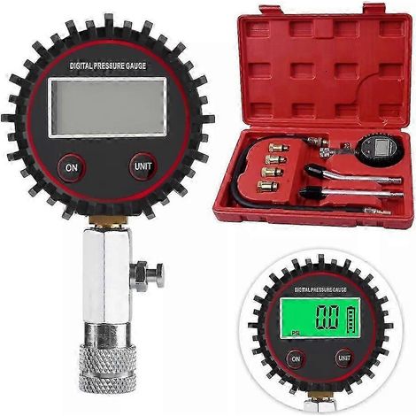 Testeur de compression automobile numérique 200 PSI compatible avec les cylindres de moteurs essence, kit de test avec adaptateur (1/5)
