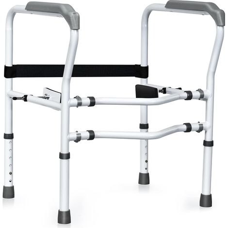 Costway – Cadre de sécurité pour toilettes – Hauteur réglable 63-76 cm – Largeur ajustable 56,5-62 cm – Capacité jusqu'à 136 kg – Clips rotatifs 360° (1/5)
