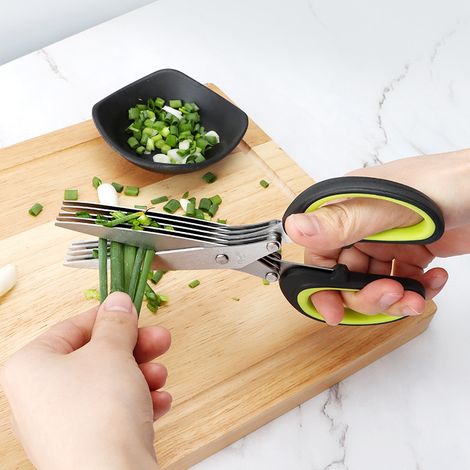 Ciseaux de cuisine - Ciseaux à épices - Acier inoxydable - Cinq lames - Avec capuchon de sécurité et peigne de nettoyage (1/3)