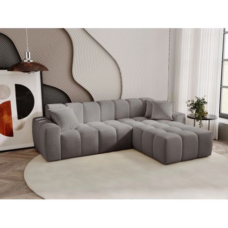 Canapé D'angle Méridienne Droite Colombo Tissu Velours Gris Foncé (1/5)