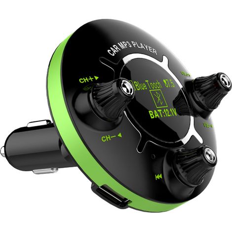 BT13 Auto-MP3-Player: Bluetooth-Freisprecheinrichtung, zwei USB-Ladeanschlüsse, zwei AUX-Anschlüsse, Spannungsanzeige – Frisches Grün (1/3)