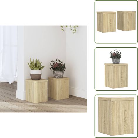 The Living Store Pflanzenständer 2 Stk. Sonoma-Eiche 15x15x20 cm Holzwerkstoff - Holzwerkstoff (1/5)