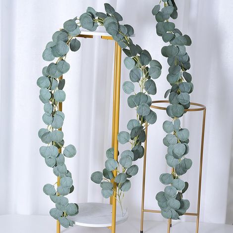 2 Pièces Eucalyptus Artificiel Guirlande, 180cm Feuillage Artificiel, Guirlande de Fleurs Artificielles, Faux Eucalyptus Vignes Feuilles d'Eucalyptus pour Murale Table Arche Mariage Deco (1/5)
