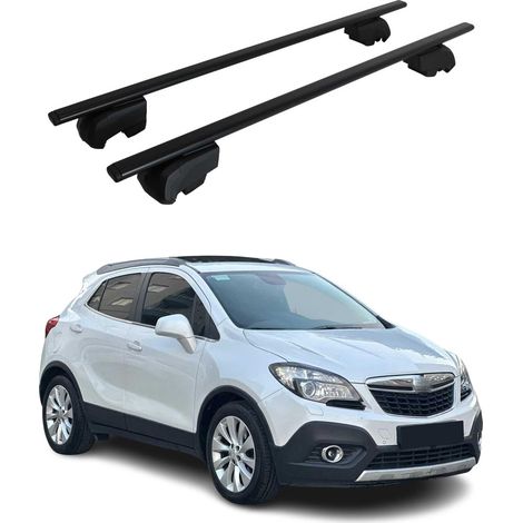 OMAC Barres de toit pour Opel Mokka I 2012-2016 Pre-FL – City Crash tested – ISO PAS 11154:2006 – Antivol inclus – Charge max 75 kg – 2 barres Noir (1/4)