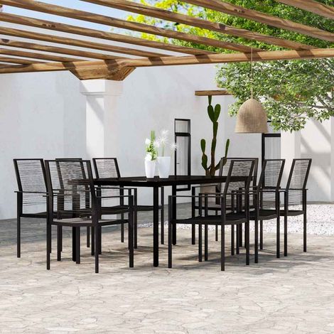 vidaXL 9 Piece Garden Dining Set Black (1/5)