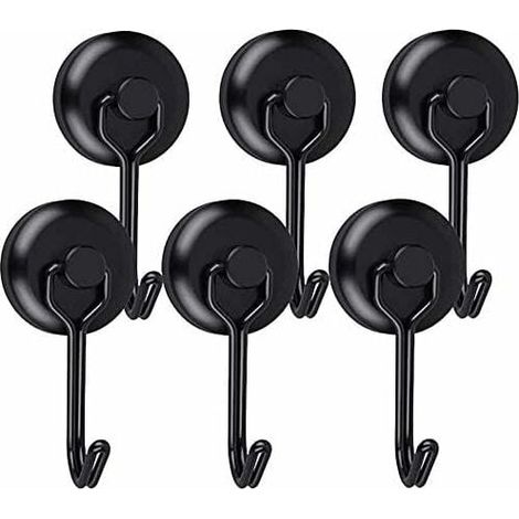 Leistungsstarke Magnethaken, Kühlschrankmagnethaken, schwarzer Neodym-Schwenkmagnet, Magnethaken, Magnethaken für Küchenhandtuchtisch, 6 Stück