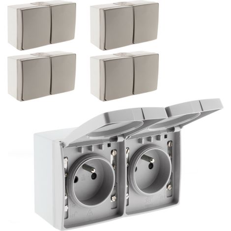 Lot de 5 Doubles Prises 16A 2P+T étanche - IP55 - Orok
