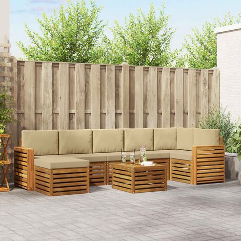 vidaXL Outdoor-Sofagarnitur 8 pcs Natur und Beige Massivholz Akazie (1/5)