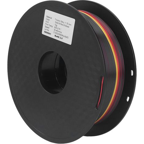 Seidenfilament 1,75 mm PLA Dreifarbig Gold Rot Schwarz Starke Zähigkeit 3D-Druckerfilament (1/5)