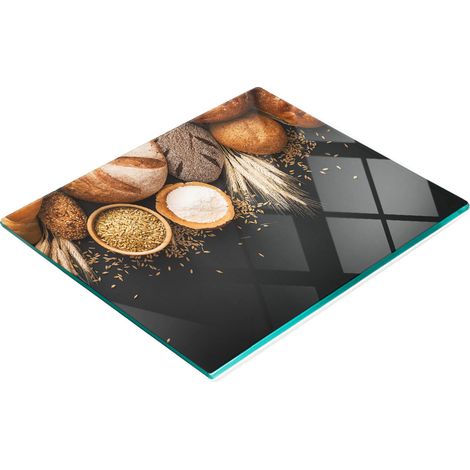 Tabla de cortar decorativa de vidrio para cocina, pan y trigo, 60x52 cm