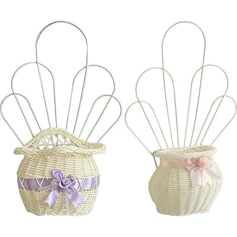 Ensemble de 2 paniers muraux tressés à la main pour fleurs artisanales, décoration cuisine (1/5)