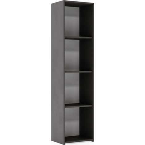 Libreria a colonna LONI 160x40 cm grigia con 4 ripiani a giorno (1/5)