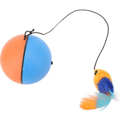Balle Automatique pour Chat avec Plume et Capteur Intelligent - Jouet Rotatif Bleu et Orange pour Chats (1/5)