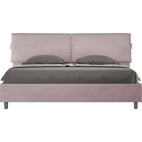 Letto matrimoniale king size senza rete imbottito 180x190 microfibra glicine Mados