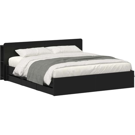 Bed Frame with Storage Black 180 x 200 cm Engineered Wood vidaXL (1/5)
