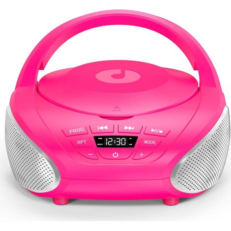 Portable CD Player Boombox Compact CD Radio with Stereo Speakers FM Radio 3.5mm AUX Input Jack Headphone and LCD Screen for Indoor Outdoor Travel (1/5)
