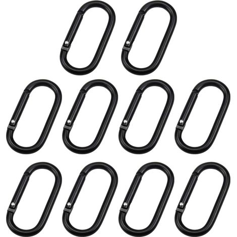 Mousqueton - Aluminium - 2,5 x 5 cm - Verrouillable À Ressort - Pour Camping Pêche Randonnée Voyage - Lot De 10 Pièces (1/5)