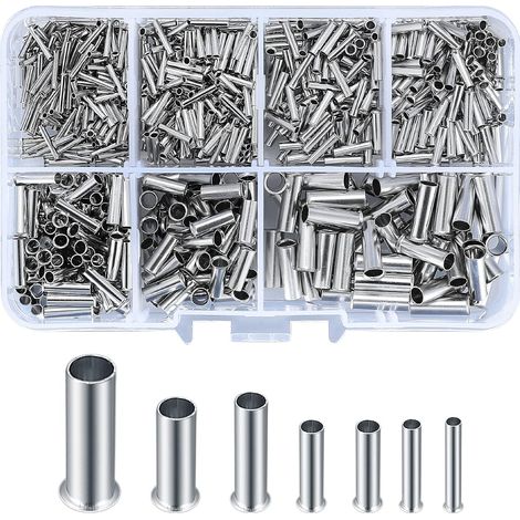 750 Pièces Embouts de Câble Non Isolés, 10-22 AWG Connecteurs à Bout Bornes, Terminaison à Sertir Cosses de Fil en Cuivre pour Projets D'électrique, 10-22 AWG (1/5)