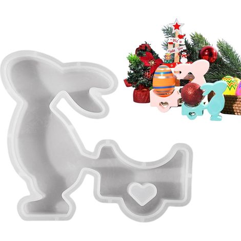 Moules de lapin pour moulage en résine, moisissure de lapin pour chocolat Outil de coulée de décoration de Pâques anti-carré pour le plâtre, le béton et la dé (1/5)