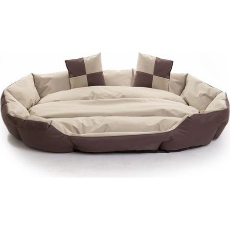 Hundebett Hundekissen Hundekorb Haustierbett Matte Hundesofa Dunkelbraun/Beige 65x50x20 cm