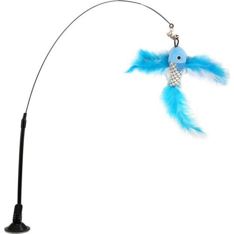 Zerone jouets pour chat Baguette de plume de chat de poche interactive avec bâton de plume de chat drôle avec ventouse pour chats-Ywey (1/3)