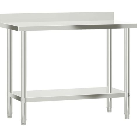Küchentisch mit Rückwand 110x55x93 cm Edelstahl