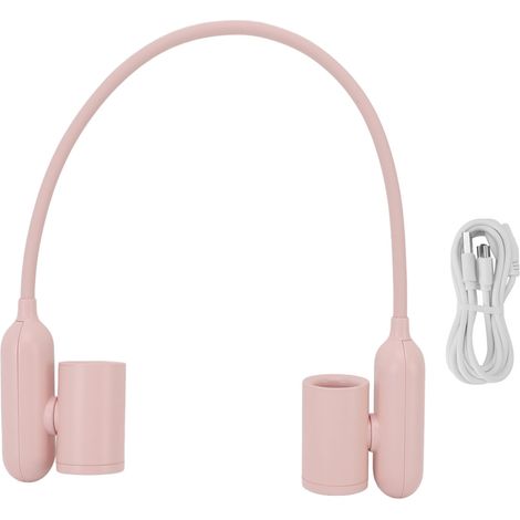 Ventilador de cuello portátil de 3 velocidades, funciona con pilas, recargable por USB, potente, silencioso y ligero, ideal para el hogar, la oficina y los viajes (rosa). (1/5)