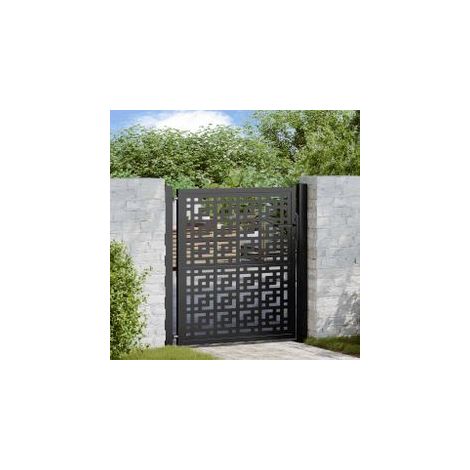 Portail de jardin noir 105x105 acier conception croisée (1/5)