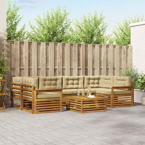 vidaXL Outdoor-Sofagarnitur 7 pcs Natur und Beige (1/5)