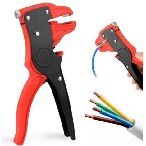 Pince a Denuder, 2 en 1 Pince à Dénuder Automatique, Denudeur de Fil Electrique Multifonction Réglable, Pince Coupante, Outil de Réparation Électronique et Automobile (Rouge) (1/5)