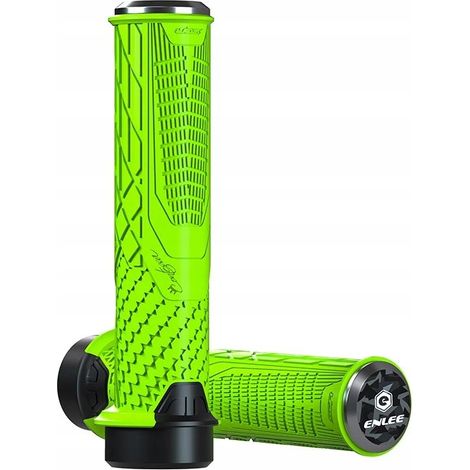 Manopole per manubrio di bicicletta, in TPR, 138 mm con morsetto, colore verde Enlee. (1/5)